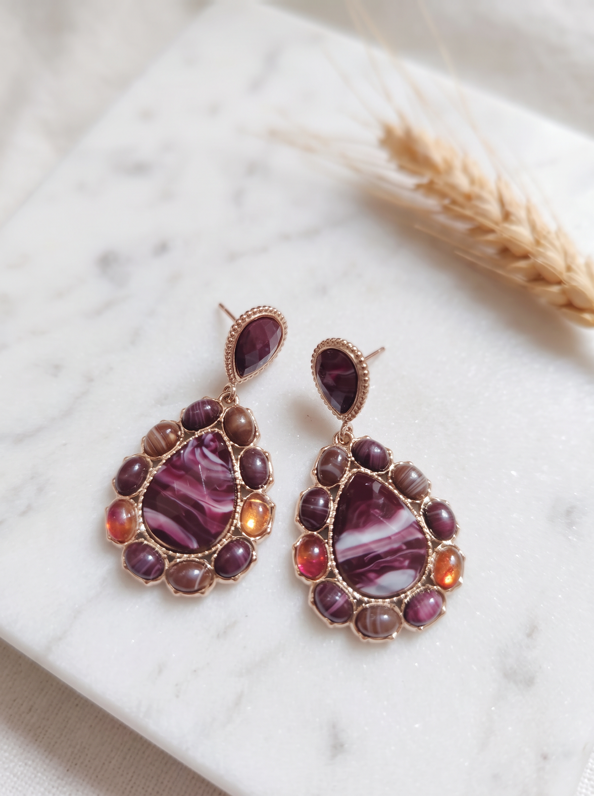 Boucles d'Oreilles Résine - Doré