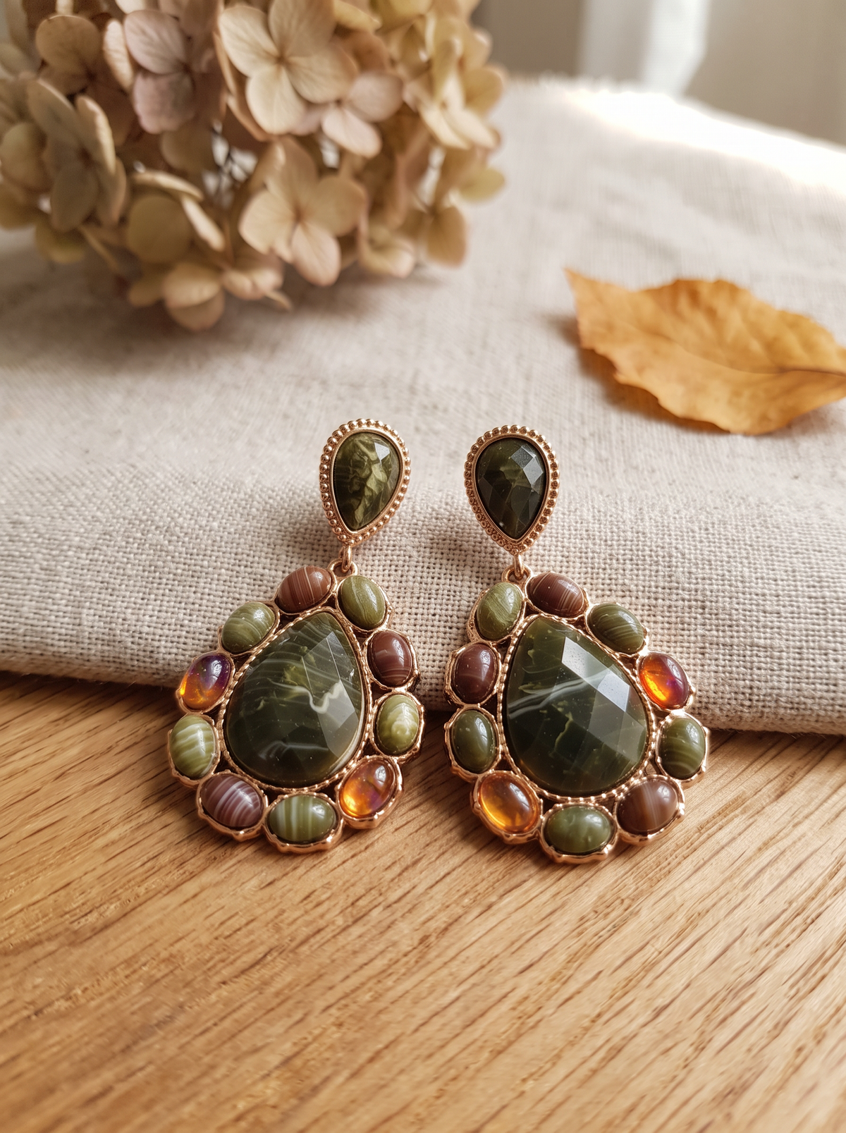 Boucles d'Oreilles Résine - Doré