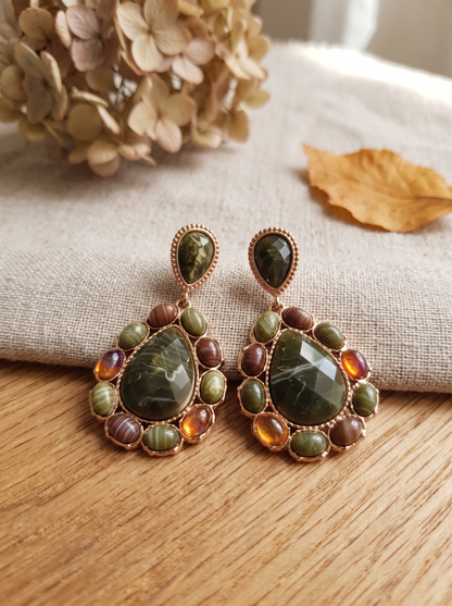 Boucles d'Oreilles Résine - Doré