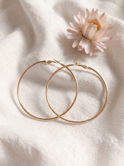 Boucle d'Oreille Créole Plate - Doré 5,5cm