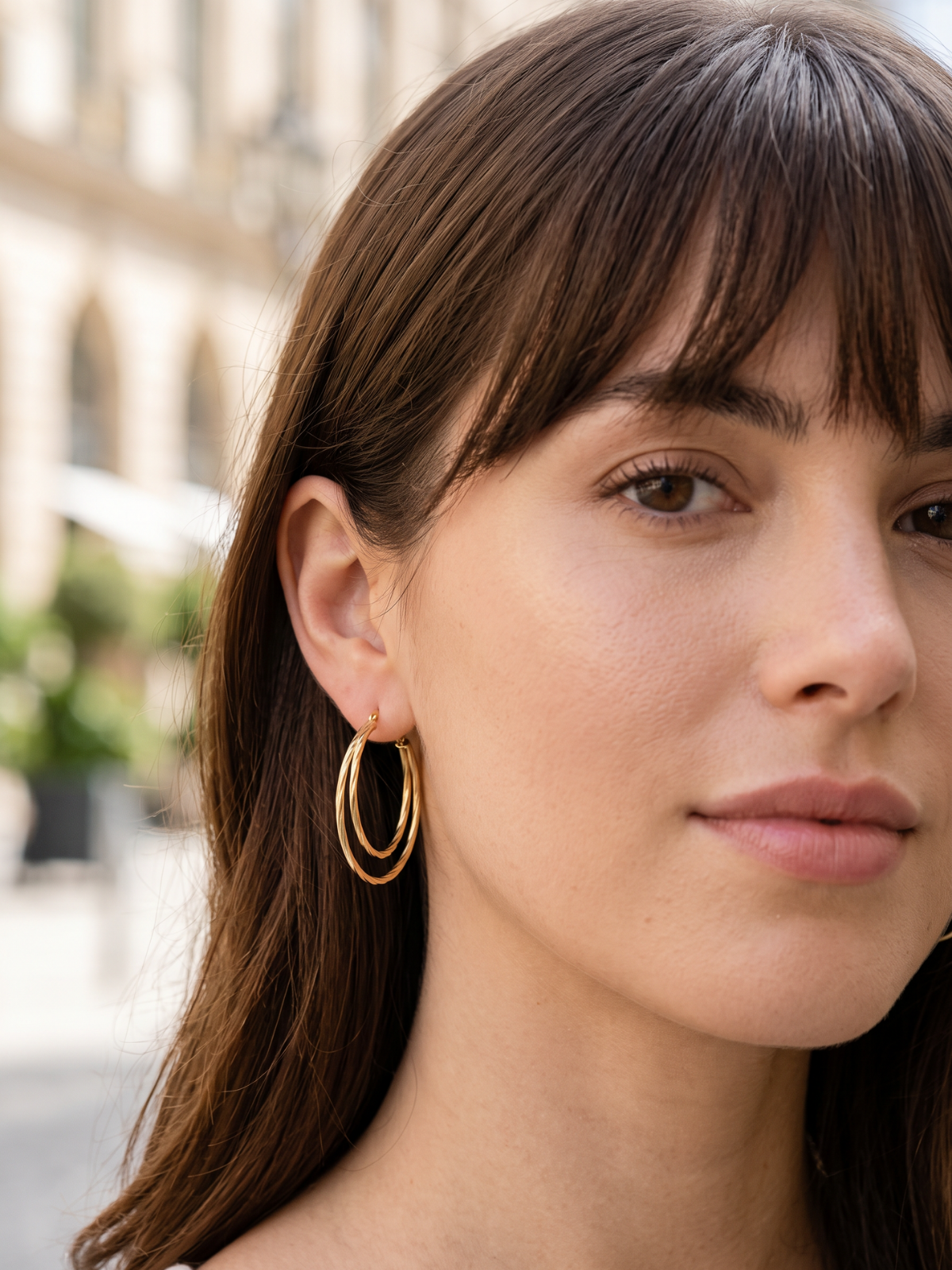 Boucle d'Oreille Créole Croisée - Doré 4cm