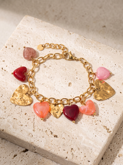 Bracelet Cœurs Roses et Rouges