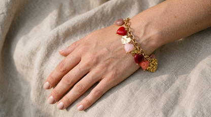 Bracelet Cœurs Roses et Rouges