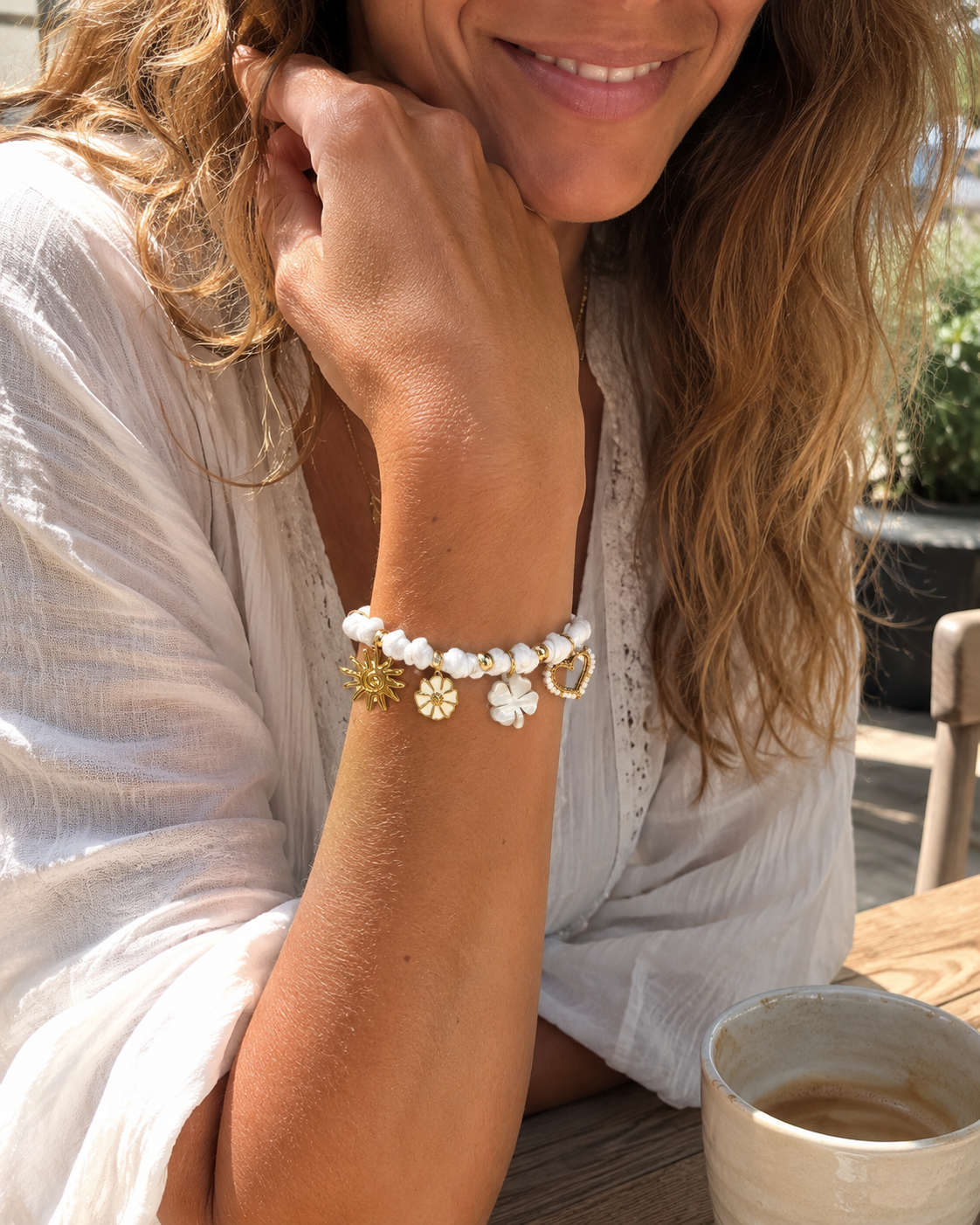 Bracelet Fleur Blanc