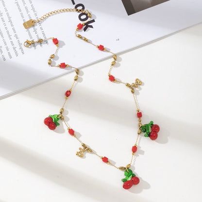 Collier fantaisie "Cerise d’Été"