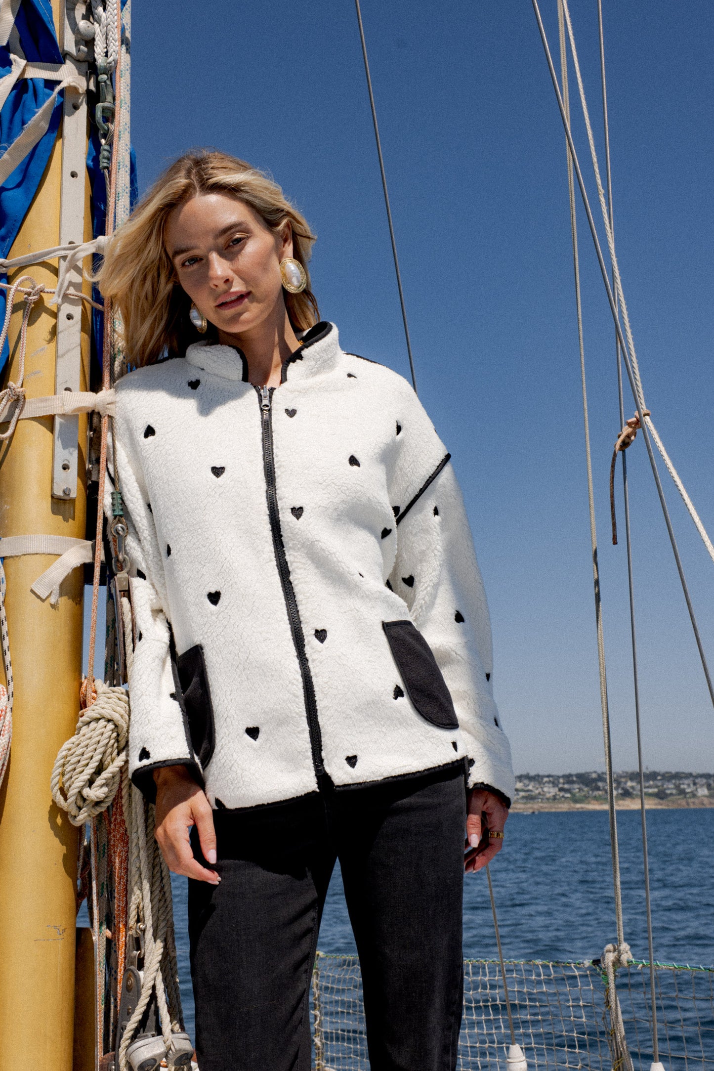 Veste à Motifs Coeurs Réversible