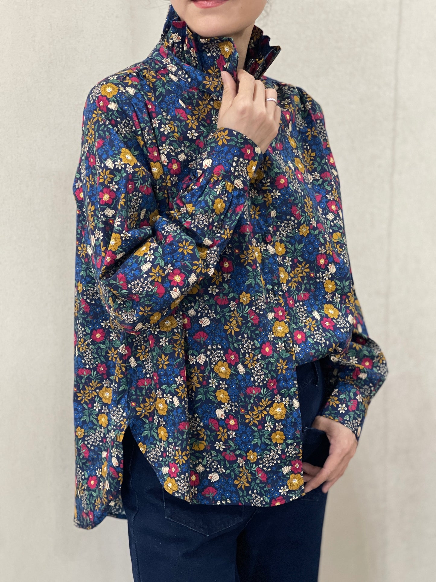 Chemise Col Montant Fleurie