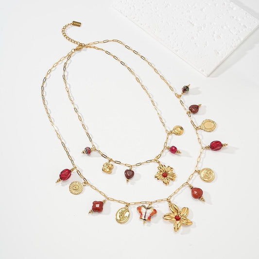 Collier Médaillons Rouge