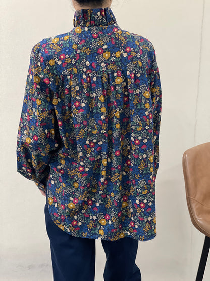 Chemise Col Montant Fleurie