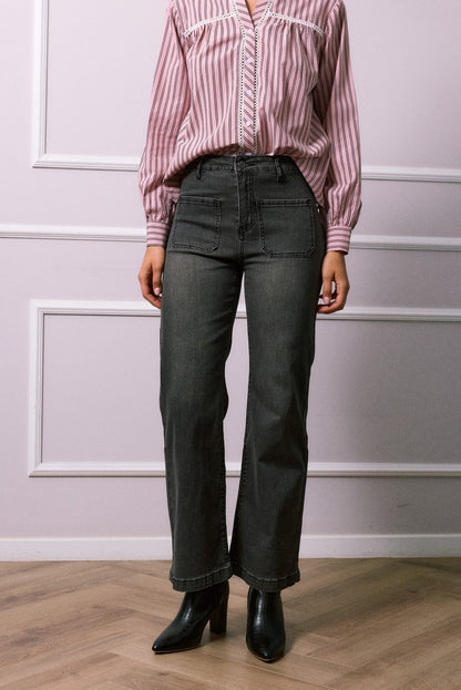 Jean Flare Gris Délavé