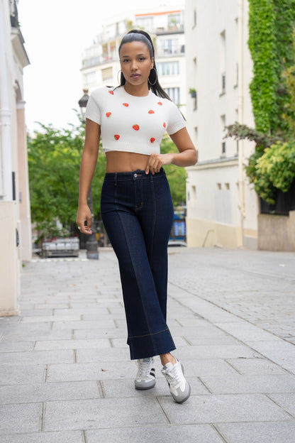 Jean Flare Femme Coton Coloré