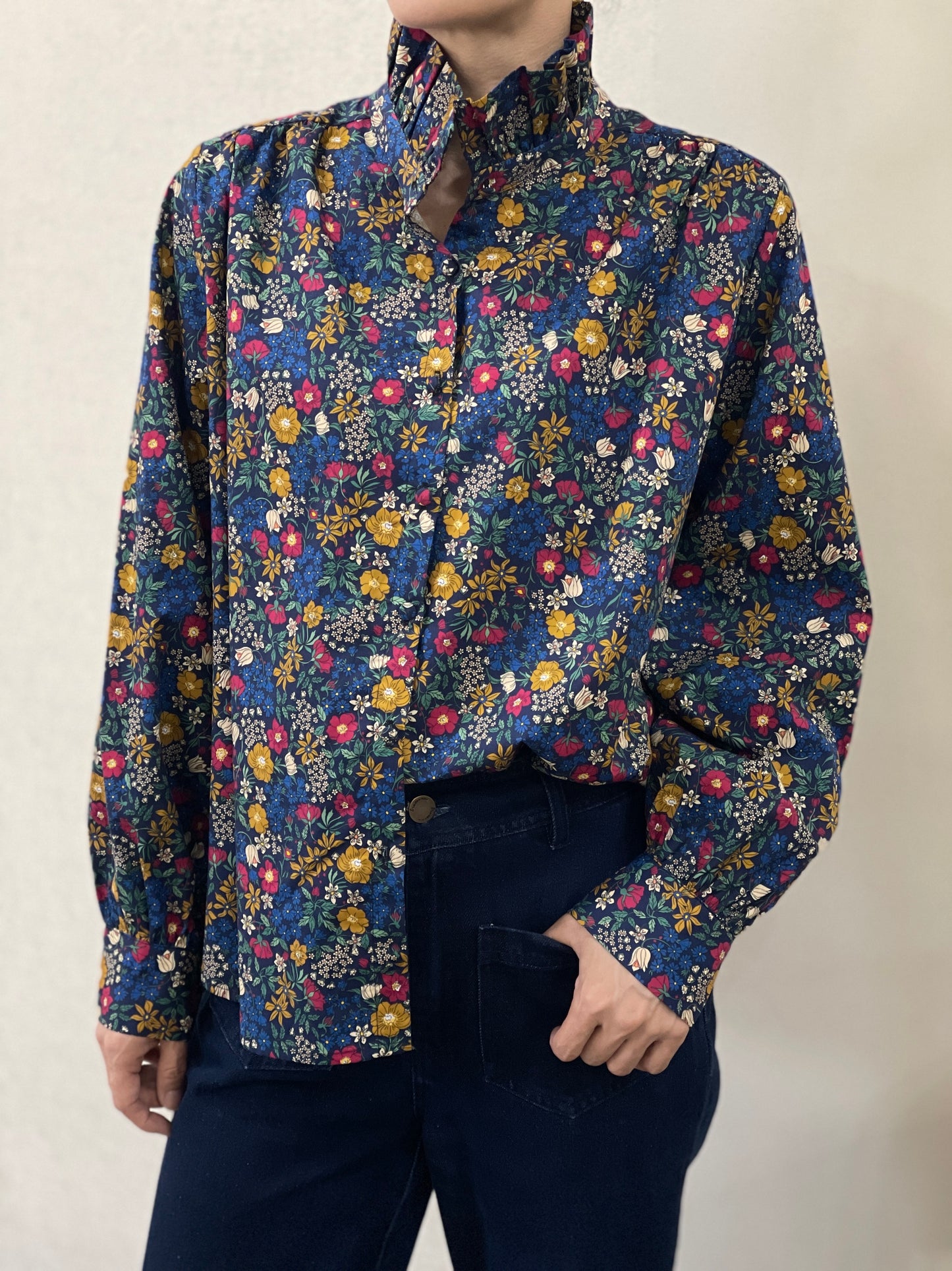 Chemise Col Montant Fleurie