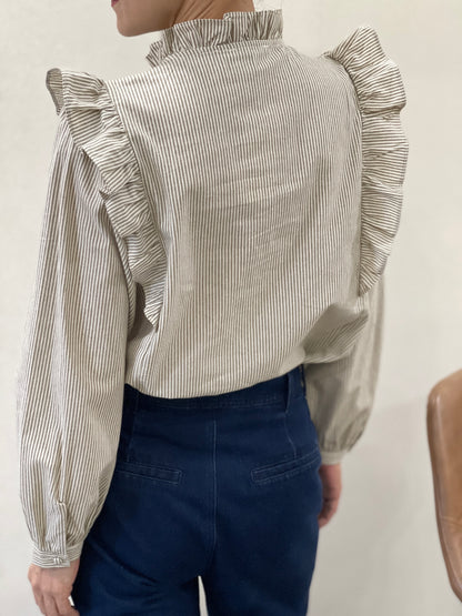 Chemise Rayée à Volants