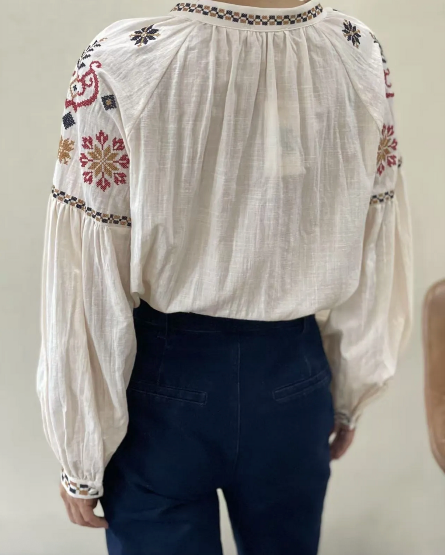 Chemise Brodée Manches Bouffantes