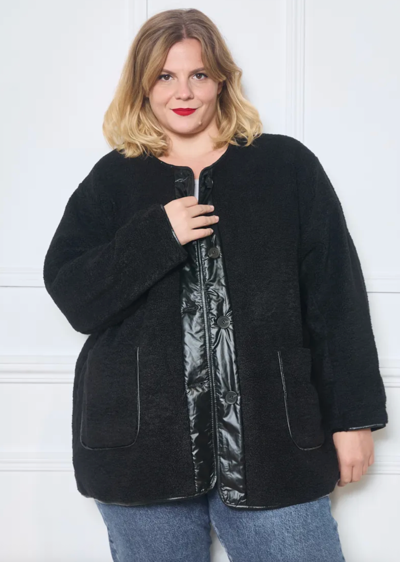 Manteau Réversible Bi Matière - Grandes Tailles