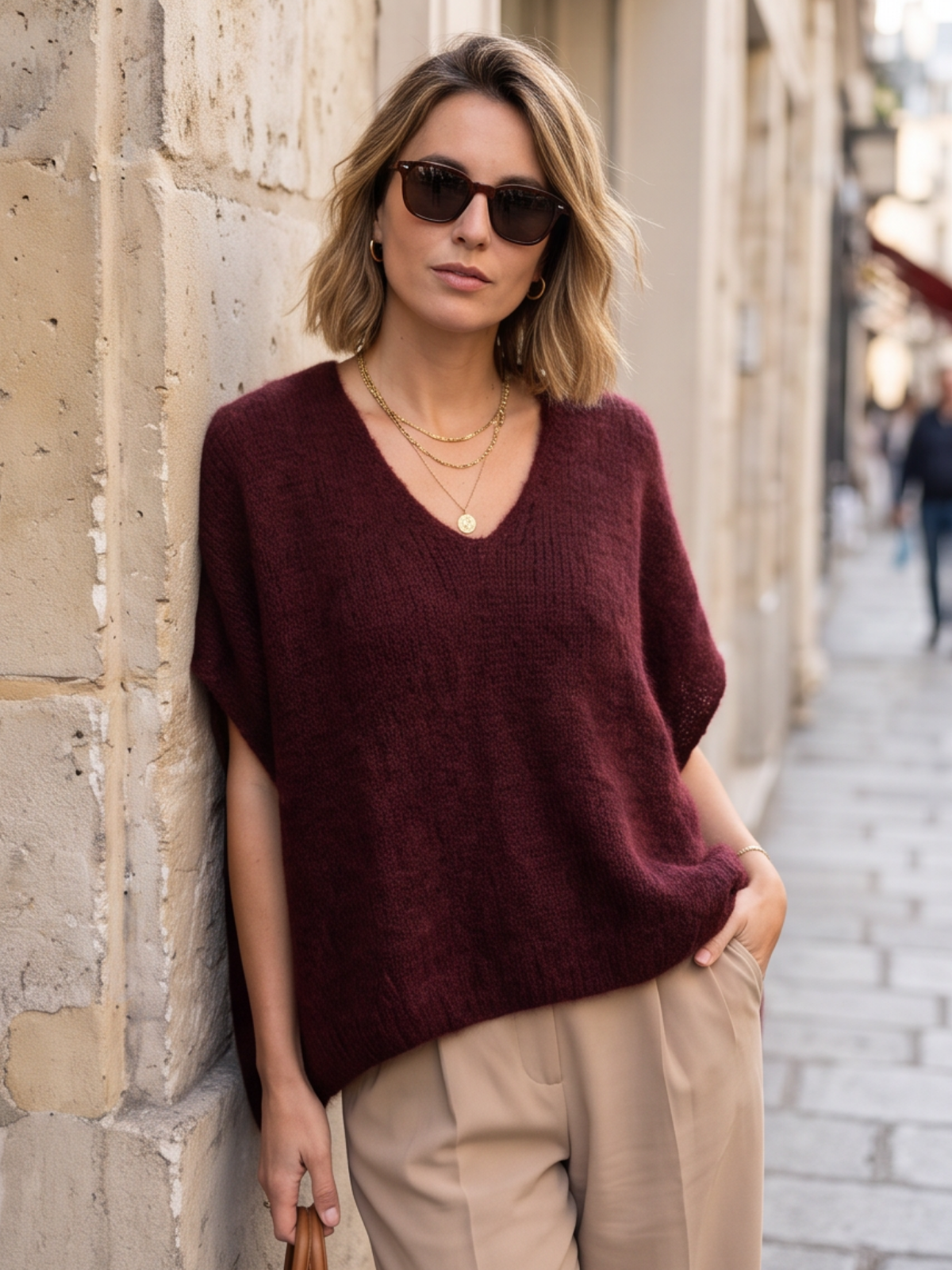 Pull cape Allegra - cape col v Mohair