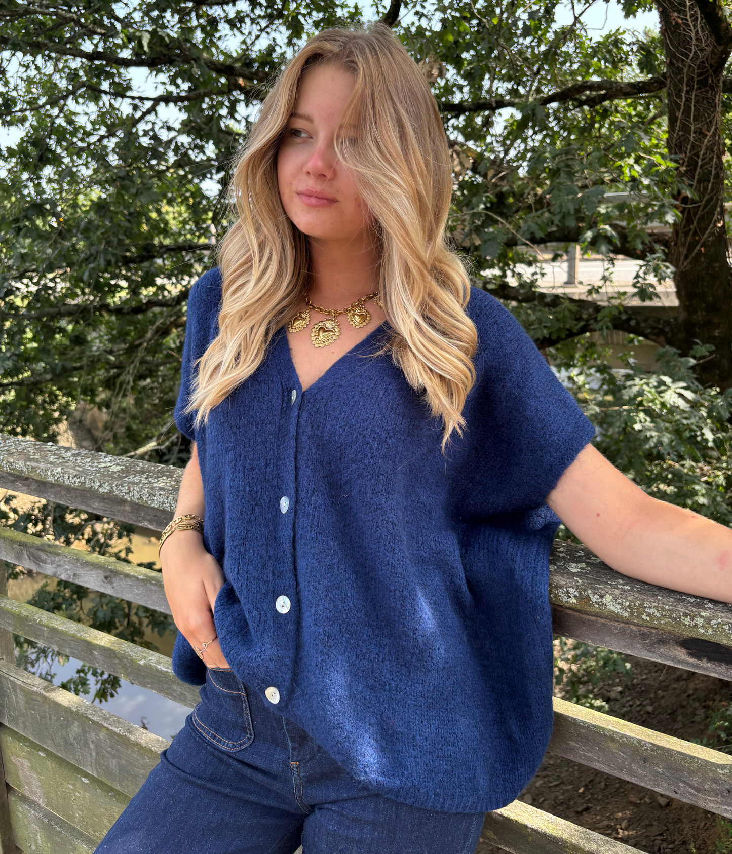 Cardigan Mohair sans Manches