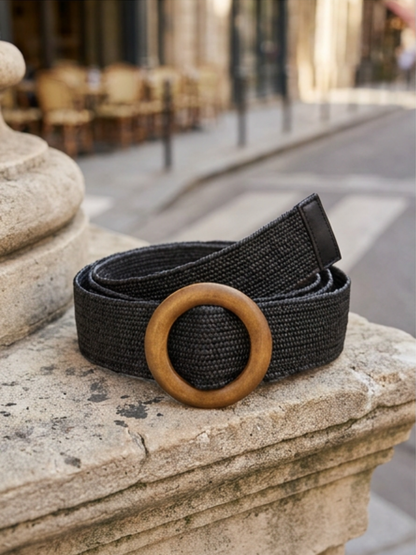 Ceinture Boucle Ronde Bois