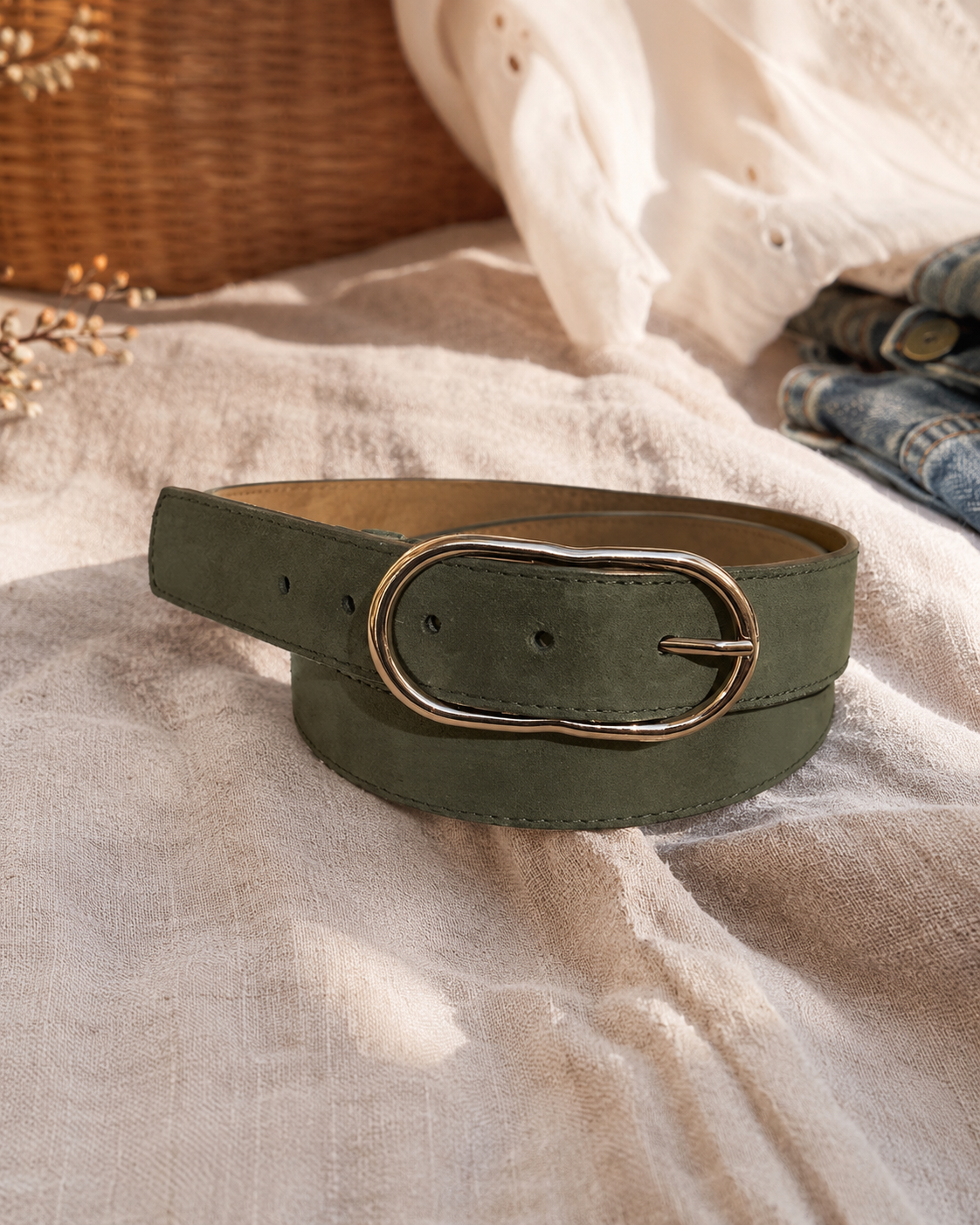 Ceinture Cuir Coloré Boucle Dorée