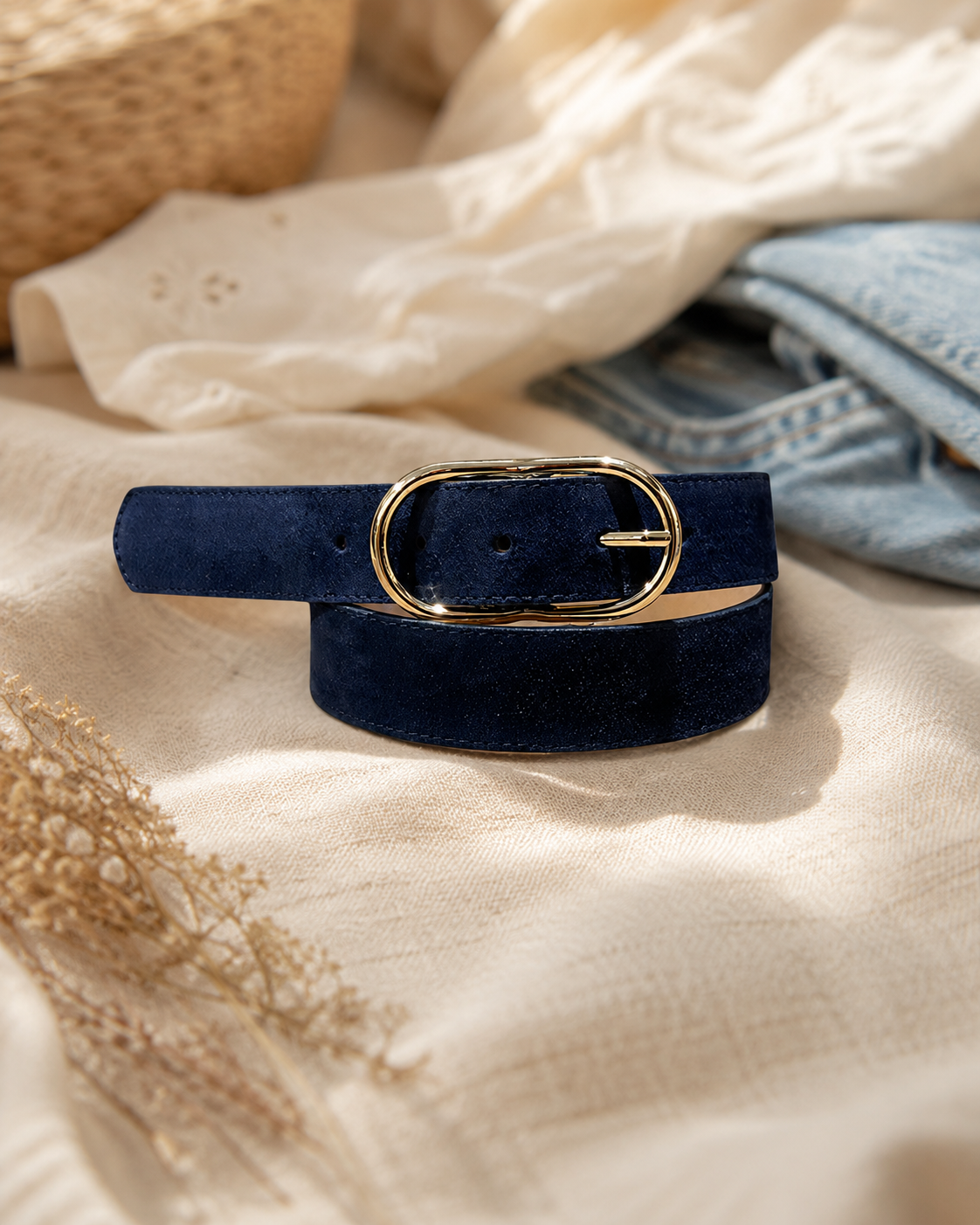 Ceinture Cuir Coloré Boucle Dorée
