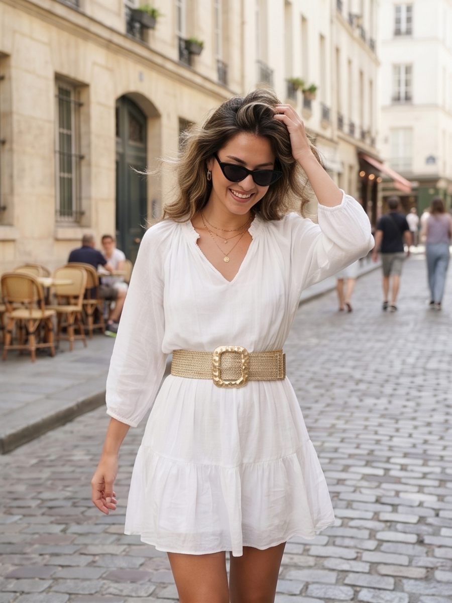 Ceinture Élastique Boucle Carrée