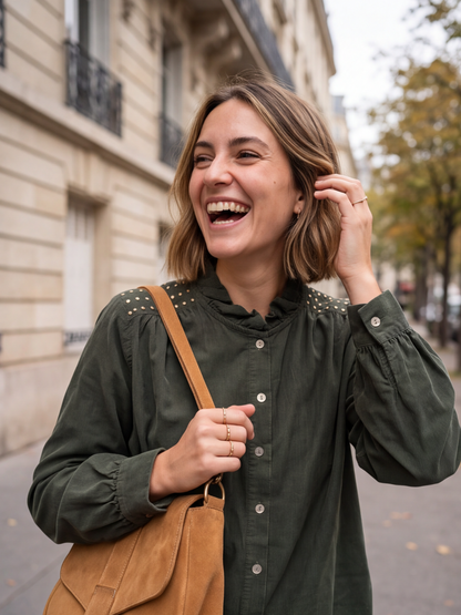 Chemise Albertine - Velours Col Volanté