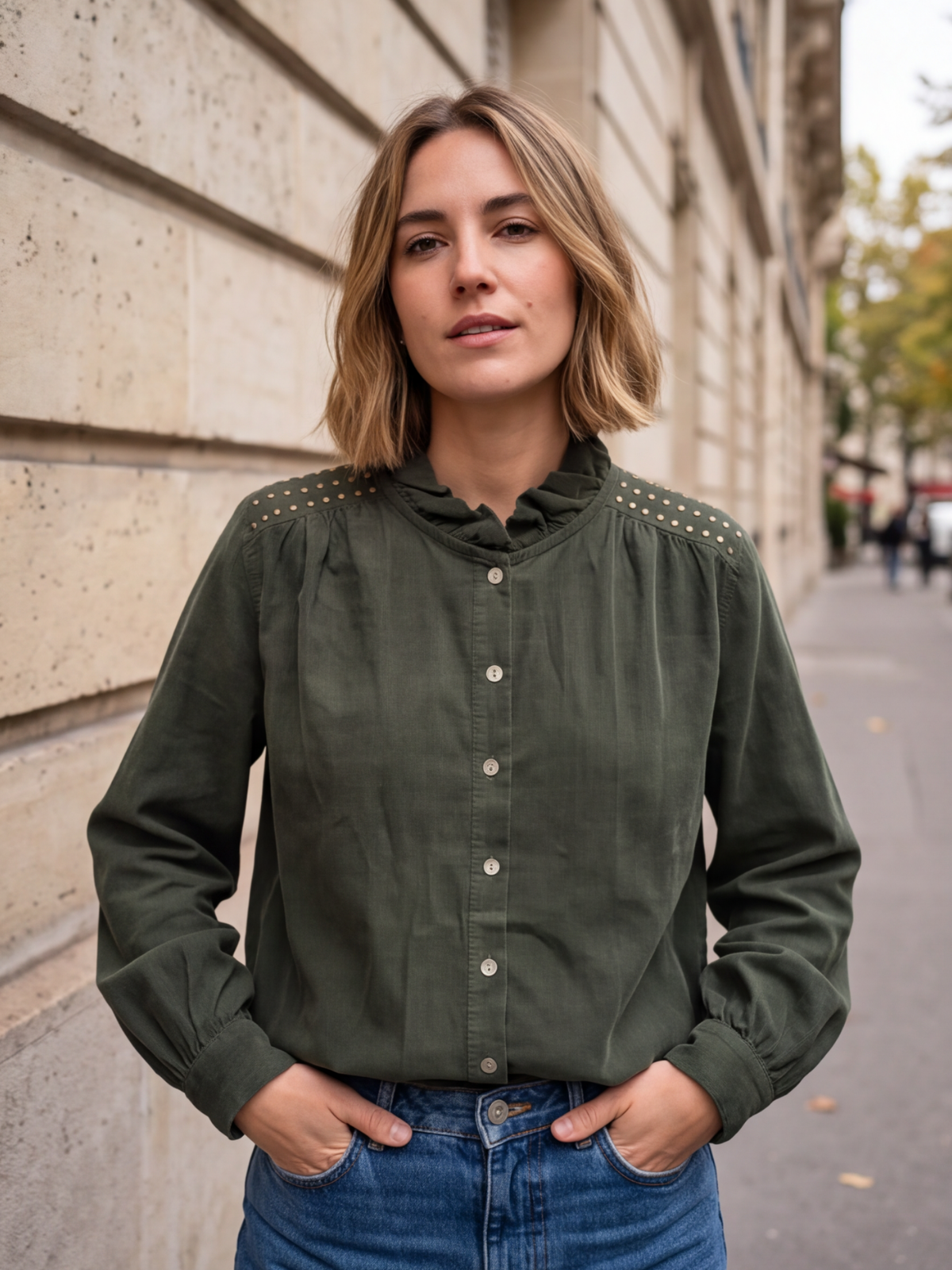 Chemise Albertine - Velours Col Volanté