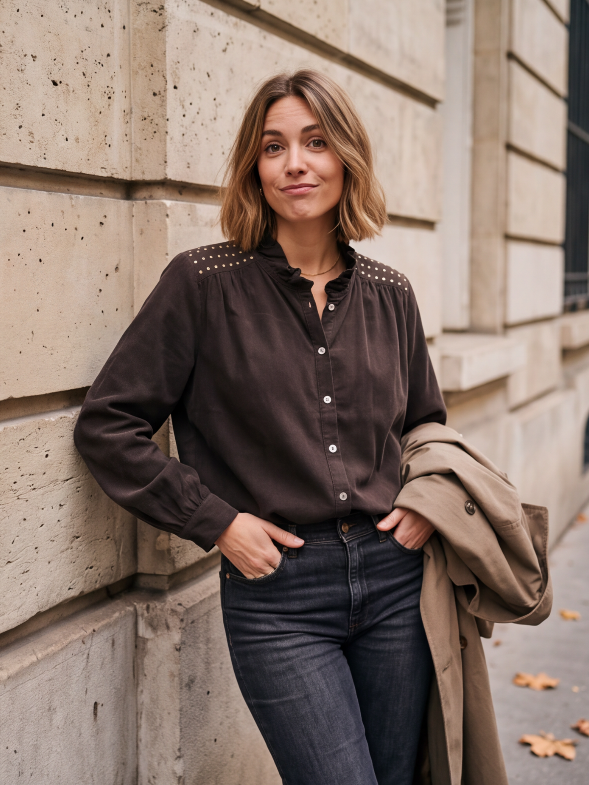 Chemise Albertine - Velours Col Volanté