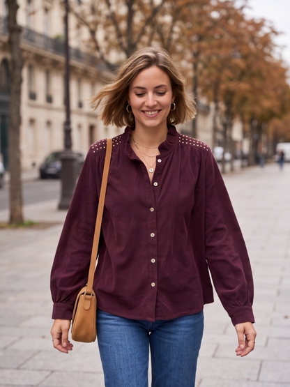 Chemise Albertine - Velours Col Volanté
