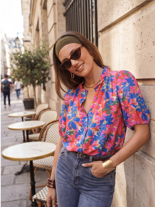 Chemise Ariane - Bleue Imprimée
