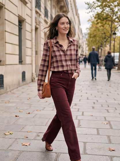 Chemise Ariane - Carreaux Bordeaux