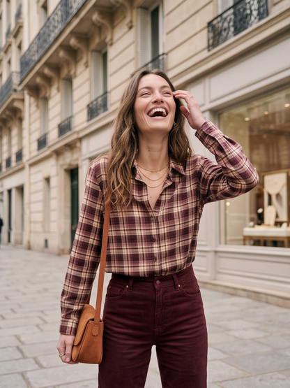 Chemise Ariane - Carreaux Bordeaux