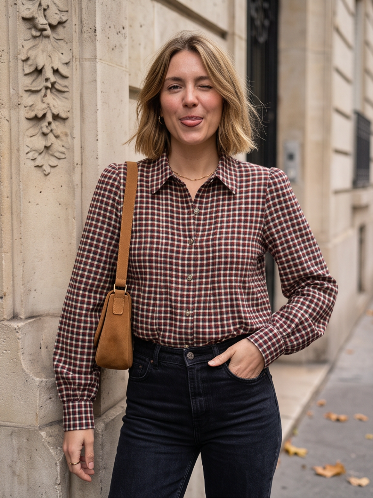 Chemise Bernadette - Petits Carreaux Plissés
