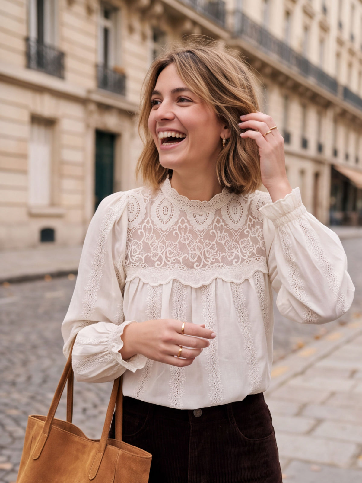 Chemise Blanche - Dentelle Florale