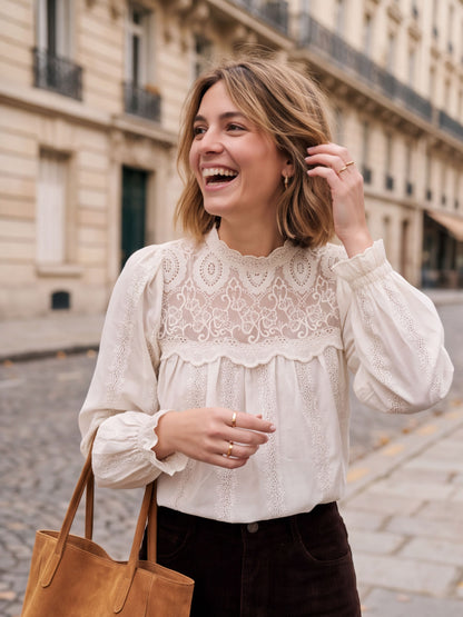 Chemise Blanche - Dentelle Florale