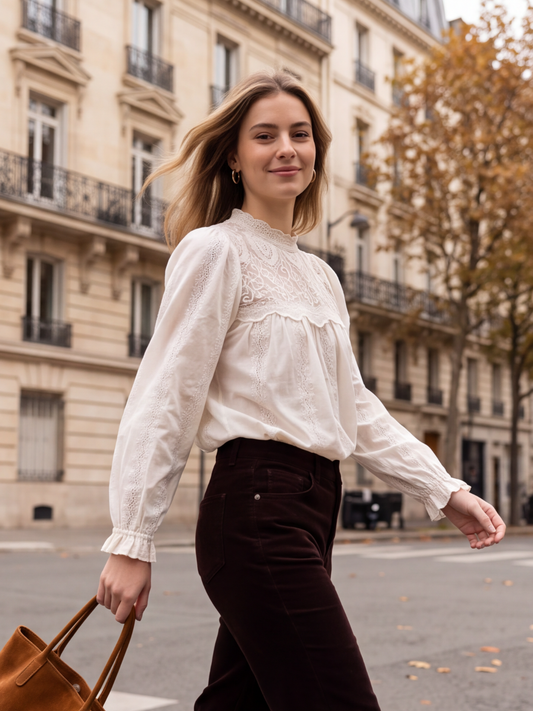 Chemise Blanche - Dentelle Florale
