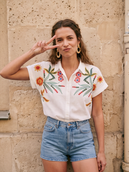 Chemise Blanche Tropicale