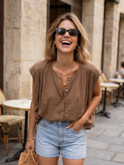 Chemise Boutonnée Voile de Coton