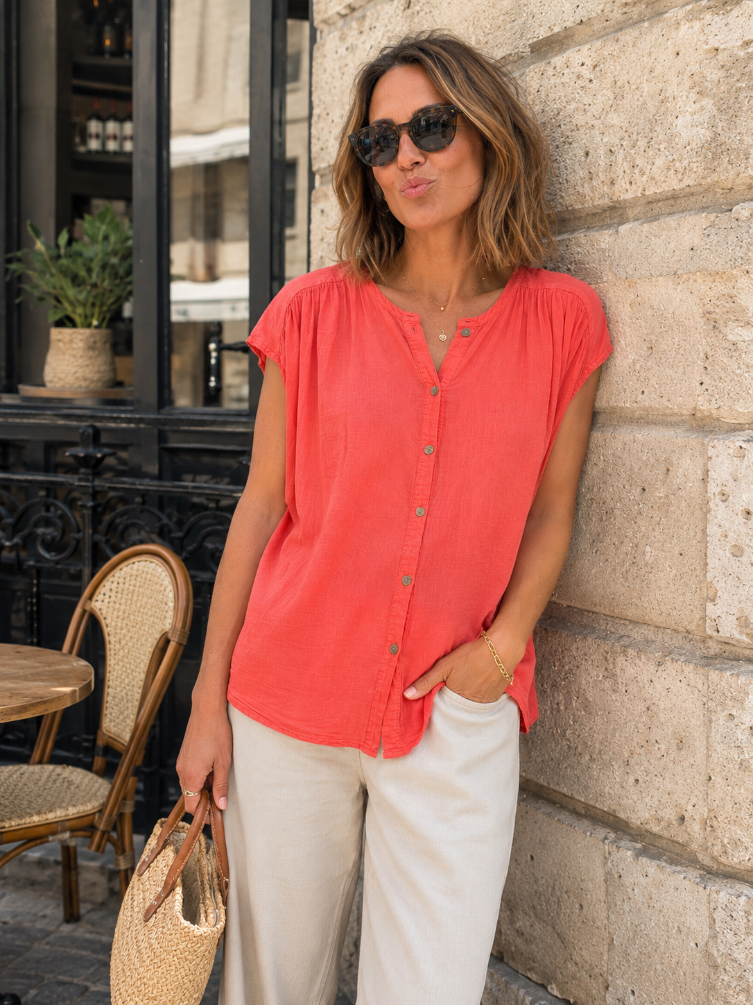 Chemise Boutonnée Voile de Coton