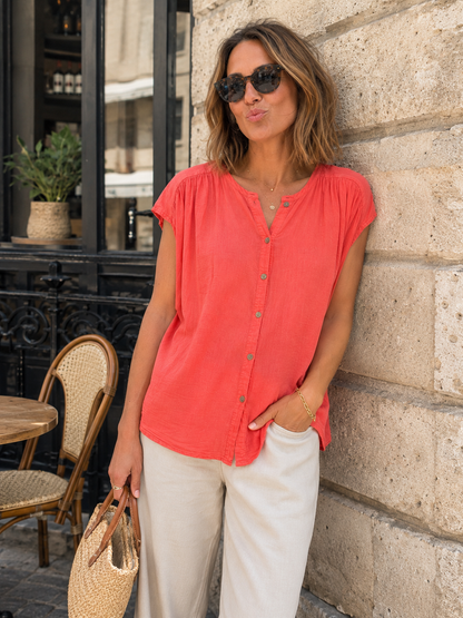 Chemise Boutonnée Voile de Coton