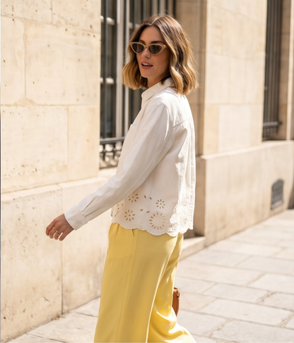 Chemise Brodée Blanche Denim