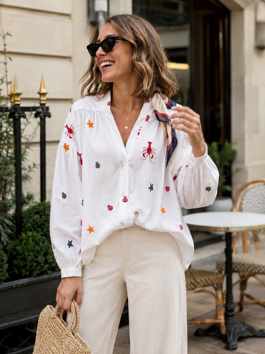 Chemise Broderie Mer