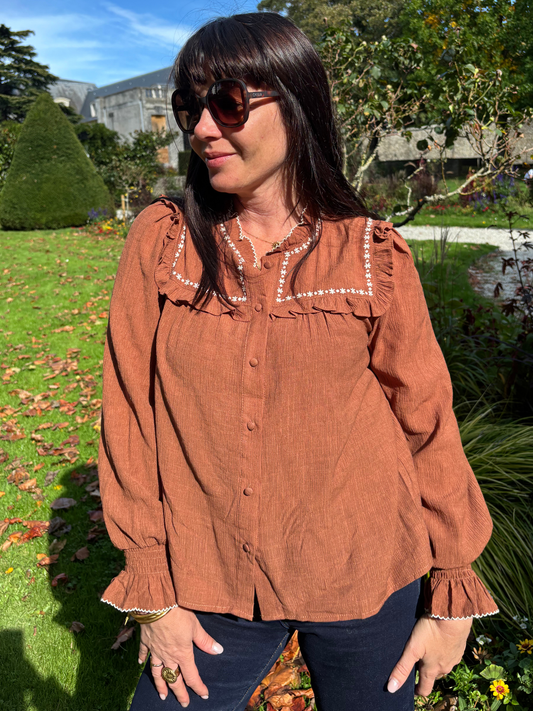Chemise Brune Volants