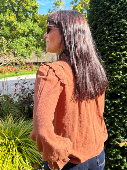 Chemise Brune Volants