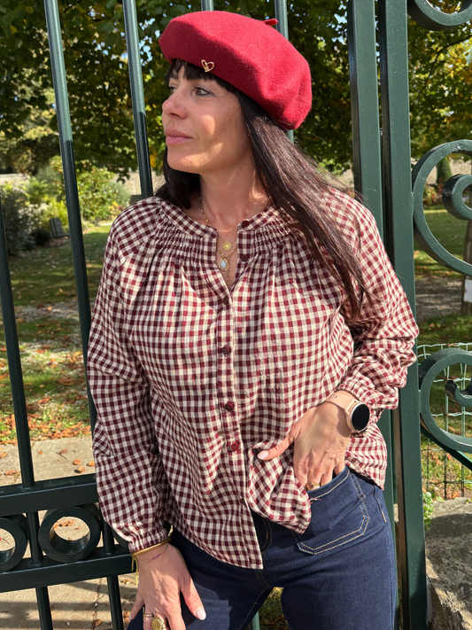 Chemise Carreaux Bordeaux