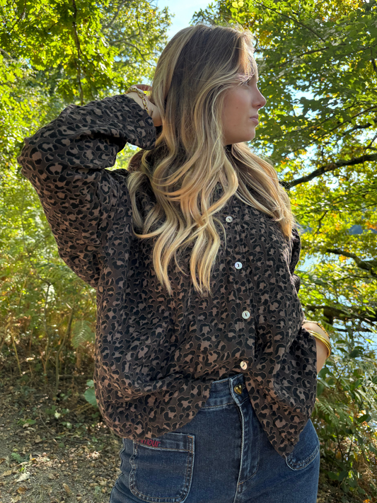 Chemise imprimée léopard bohème chic