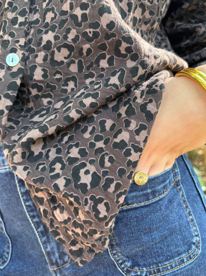 Chemise imprimée léopard bohème chic