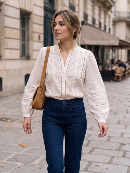 Chemise Clémentine - Broderie Anglaise Col Volanté