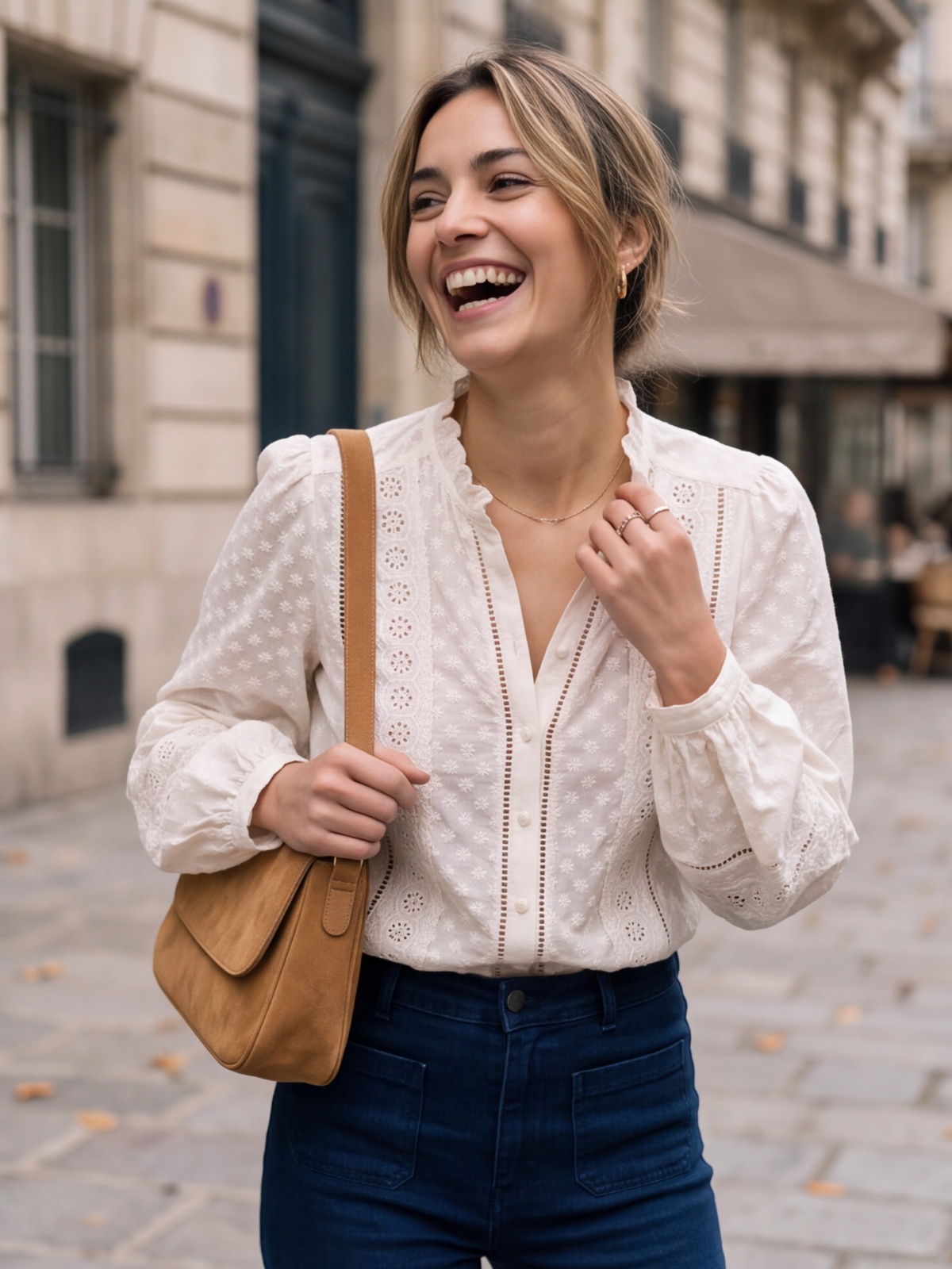 Chemise Clémentine - Broderie Anglaise Col Volanté