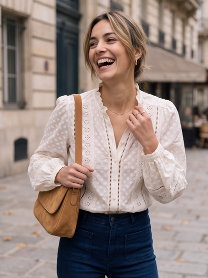 Chemise Clémentine - Broderie Anglaise Col Volanté